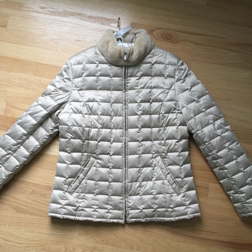 Ann Taylor | Gold Puffer Jacket with Fur Collar